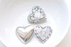 6 pcs of Platinum Hollow Heart Photo Locket Pendants 25mm