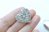 6 pcs of Platinum Hollow Heart Photo Locket Pendants 25mm