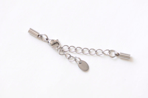 6 pcs 304 Stainless Steel Bail Connectors with Extension Chain Oval Tag