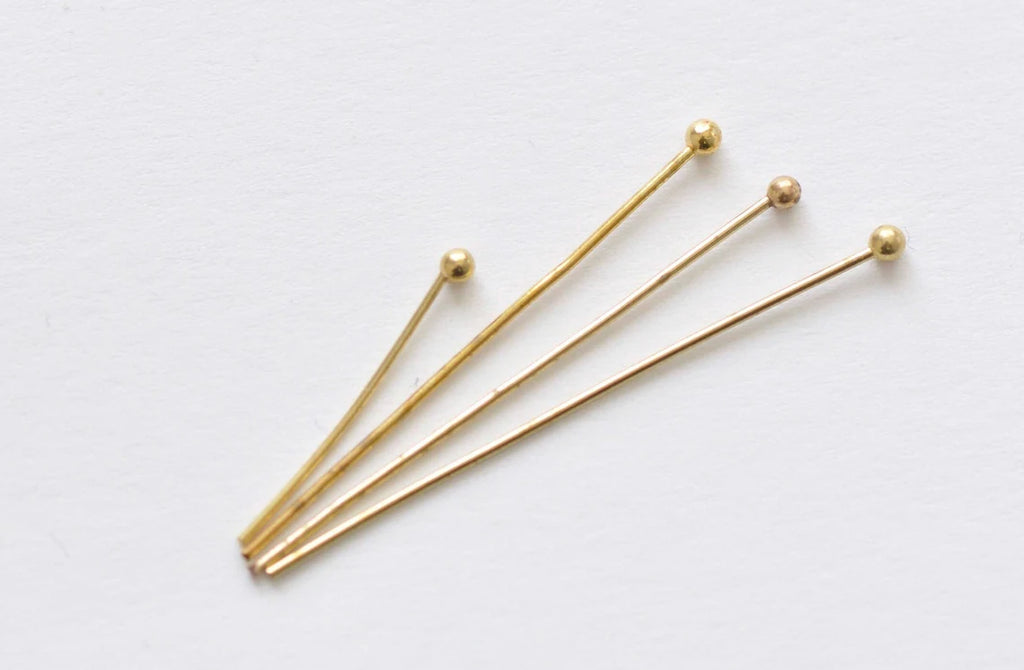 100 pcs Raw Brass Ball End Headpin Various Sizes Available