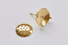 10 Pairs Antique Bronze/Silver/Gold Perforated Sieve Earring Post Findings Ear Stoppers NOT Included