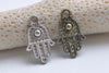 Antique Bronze/Silver Hamsa Hand Pendants Charms 12x19.5mm Set of 50