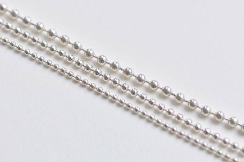 Polished 925 Sterling Silver Bead Ball Necklace Chain 1.5mm/2mm/2.5mm