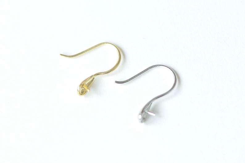 2 pcs 925 Sterling Silver Peg Earwire Earring Components Gold/Platinum Size 9x16mm