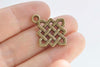 20 pcs Antique Bronze/Silver Square Chinese Knot Charms Connectors