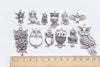 Antique Silver Owl Charms Mixed Style Set of 12 A8655