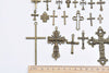Antique Bronze/Silver Cross Charms Pendants Mixed Style