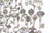 Antique Bronze Medium Large Skeleton Key Charms Pendants Wedding Favor Collection Assorted Mixed Style Set of 107