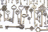 Antique Bronze Medium Large Skeleton Key Charms Pendants Wedding Favor Collection Assorted Mixed Style Set of 107