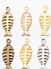 10 pcs Antique Bronze/Silver/Gold Filigree Fish Bone Pendants Charms 9x25mm