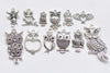 Antique Silver Owl Charms Mixed Style Set of 12 A8655
