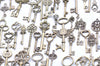 Antique Bronze Medium Large Skeleton Key Charms Pendants Wedding Favor Collection Assorted Mixed Style Set of 107