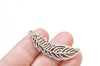 10 pcs Antique Silver Filigree Feather Charms Pendants 12x36mm A3848