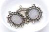 5 pcs Oval Cameo Rhinestone Base Settings Antique Bronze Pendant Tray Match 30x40mm
