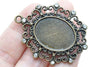 5 pcs Oval Cameo Rhinestone Base Settings Antique Bronze Pendant Tray Match 30x40mm