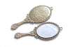 2 pcs Antique Bronze Fancy Victorian Hand Mirror Pendant 30x73mm A331