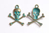 20 pcs of Antique Bronze/Silver/Patina Skull and Crossbones Charms 20x20mm