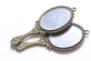 2 pcs Antique Bronze Fancy Victorian Hand Mirror Pendant 30x73mm A331