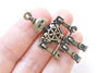 4 pcs Antique Bronze Filigree 3D Robot Charms Pendants 24x45mm
