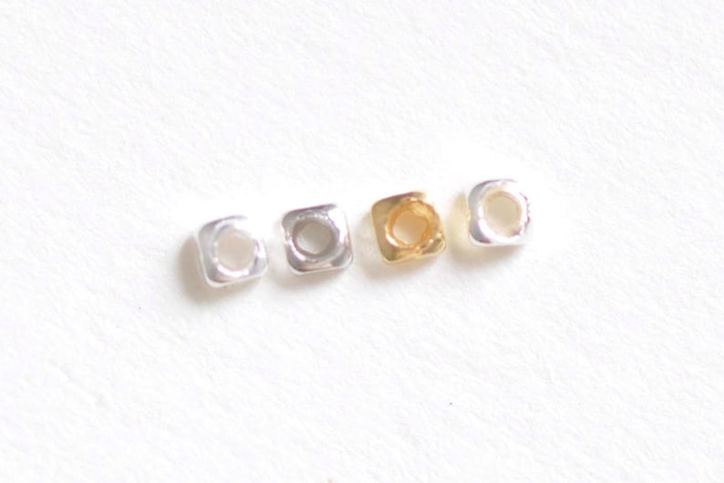 925 Solid Sterling Silver Tiny Square Spacer Discs Beads Size 1.5mm/1.7mm/2mm