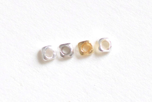925 Solid Sterling Silver Tiny Square Spacer Discs Beads Size 1.5mm/1.7mm/2mm