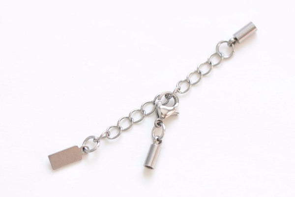 6 pcs 304 Stainless Steel Bail Connectors with Extension Chain Rectangle Tag