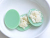 Resin GreenFortune Cat Cabochon Oval Cameo Set of 6