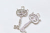 6 pcs of Antique Silver Owl Key Pendants Charms 29x60mm A6005