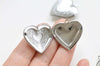 4 pcs of Platinum Heart Shaped Photo Lockets 29mm
