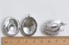 4 pcs of Platinum Brass Cross Oval Large Concave Photo Lockets 27x37mm
