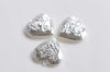 4 pcs of Shiny Silver Rose Flower Heart Shaped Photo Lockets 29mm