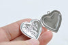 4 pcs of Shiny Silver Rose Flower Heart Shaped Photo Lockets 29mm