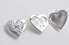 4 pcs of Shiny Silver Rose Flower Heart Shaped Photo Lockets 29mm