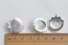 4 pcs Shiny Silver Scallop Shell Photo Lockets 19x22mm