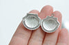 4 pcs Shiny Silver Scallop Shell Photo Lockets 19x22mm