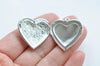 4 pcs of Shiny Silver Heart Shaped Photo Lockets 29mm