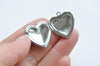 10 pcs of Platinum Heart Shaped Blank Photo Lockets 23mm