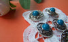 10 pcs Antique Silver Turquoise Blue Buttons Charms 18mm A1682