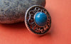 10 pcs Antique Silver Turquoise Blue Buttons Charms 18mm A1682