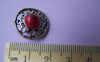10 pcs Antique Silver Red Coral Buttons Charms 18mm A1688