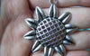 4 pcs of Antique Silver Sunflower Pendants Charms 43x50mm A1080