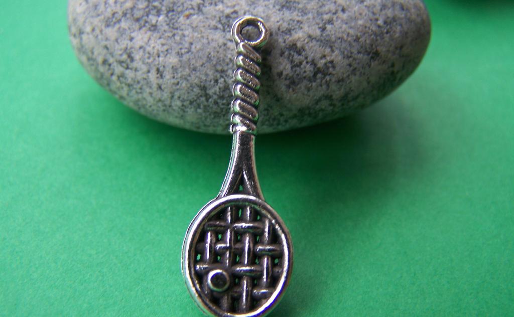 20 pcs of Antique Silver Tennis Rackets Charms 10x29mm A897