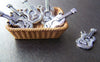 Antique Silver Guitar Music Instrument Charms Set of 10 A1663