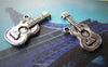 Antique Silver Guitar Music Instrument Charms Set of 10 A1663