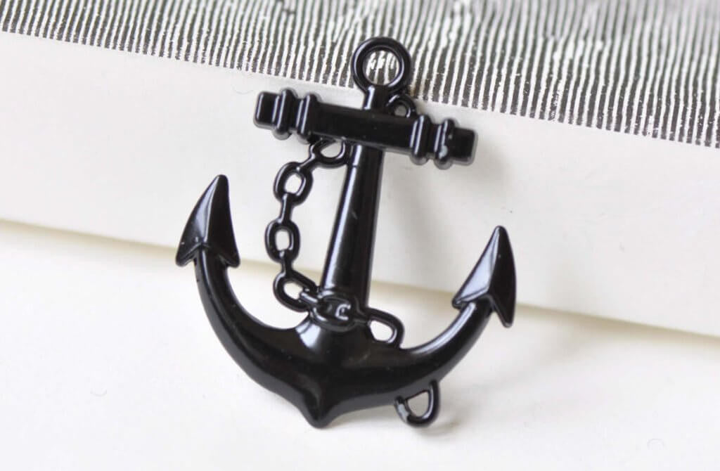 10 pcs Black Anchor Charms Nautical Pendants 27x31mm A8518