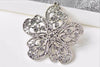 4 pcs Antique Silver Cut Out Large Flower Charms Pendants A4890