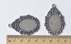 Pendant Tray Antique Silver Cabochon Base Settings A3597