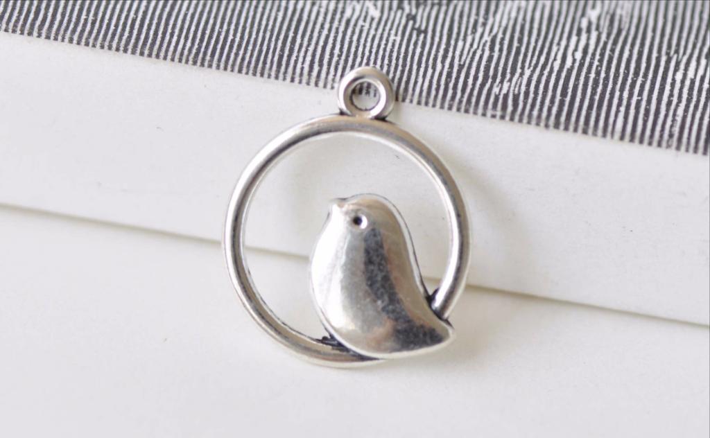 20 pcs of Antique Silver Bird Ring Connector Charms 18x20mm A827