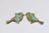10 pcs Antique Bronze Green Patina Sparrow Bird Charms A4959