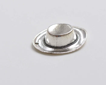 6 pcs of Antique Silver Cowboy Hat Charms Pendants 36x43mm A7348
